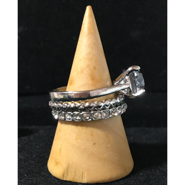 新品✨ホワイトサファイア💍リング3点セット💍16号スターリングシルバー925 レディースのアクセサリー(リング(指輪))の商品写真