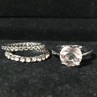 新品✨ホワイトサファイア💍リング3点セット💍18号スターリングシルバー925(リング(指輪))