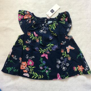 ベビーギャップ(babyGAP)の【新品未使用タグ付き】90 Baby gap 紺 花柄 ボタニカル ザラ(シャツ/カットソー)