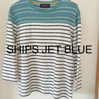 シップスジェットブルー(SHIPS JET BLUE)のSHIPS JET BLUE ネイティブ柄ボーダー カットソー 7分丈(Tシャツ/カットソー(七分/長袖))