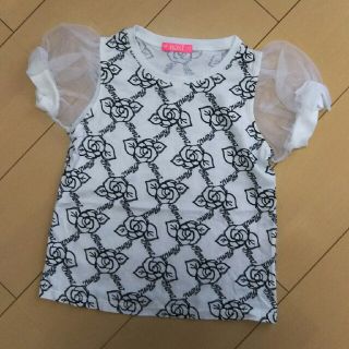 ロニィ(RONI)のroni ローズ シースルー パフスリーブ 半袖 Tシャツ バラ Ｍ 130(Tシャツ/カットソー)