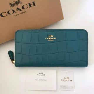 コーチ(COACH)の【新品】COACH★人気のクロコレザー 定価5.0万円　長財布 ダークグリーン(財布)