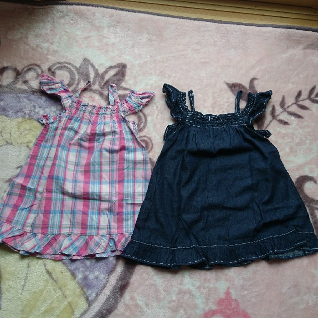 女の子・肩だしワンピース・色サイズ違いお揃い キッズ/ベビー/マタニティのキッズ服女の子用(90cm~)(ワンピース)の商品写真