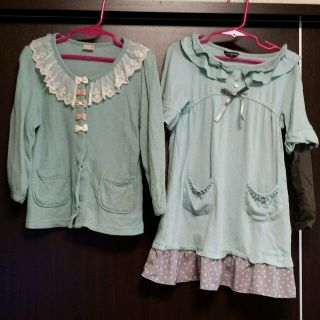 ポンポネット(pom ponette)のカーデ、ワンピ二点セット（ｷｯｽﾞ）(その他)