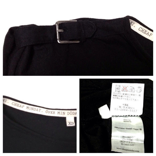 CHEAP MONDAY(チープマンデー)のチープマンデー 黒Tシャツ レディースのトップス(カットソー(半袖/袖なし))の商品写真