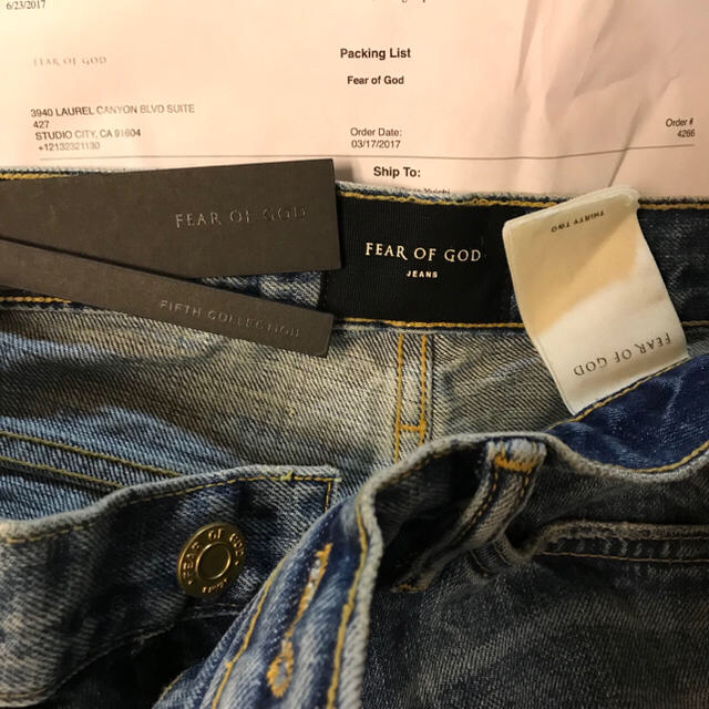 FEAR OF GOD FIFTH COLLECTION DENIM JEAN 安住紳一郎アナ fear of collection fifth スキニーデニム god デニム/ジーンズ