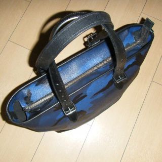 コーチ COACH カモフラトート 青系 レザー PVC F57565 中古美品