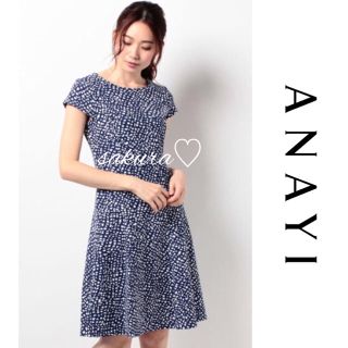 アナイ(ANAYI)の美品♡アナイ ギンガムプリントワンピース♡サイズ38(ひざ丈ワンピース)