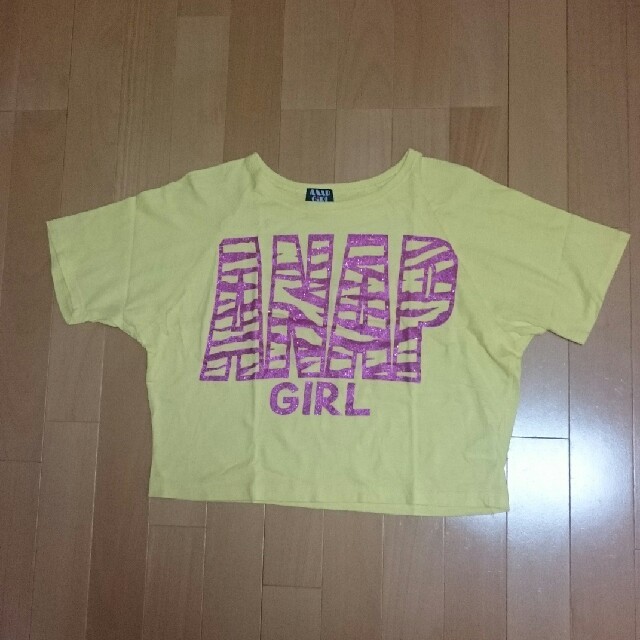 ANAP(アナップ)のANAP GIRL♡ラメロゴTシャツ XS キッズ/ベビー/マタニティのキッズ服女の子用(90cm~)(Tシャツ/カットソー)の商品写真