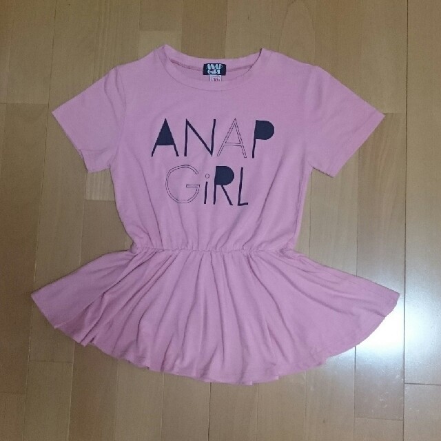 ANAP(アナップ)のANAP GIRL♡ペプラムTシャツ XS キッズ/ベビー/マタニティのキッズ服女の子用(90cm~)(Tシャツ/カットソー)の商品写真