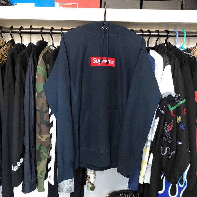 Supreme Box Logo Hooded Sweatshirt ネイビー