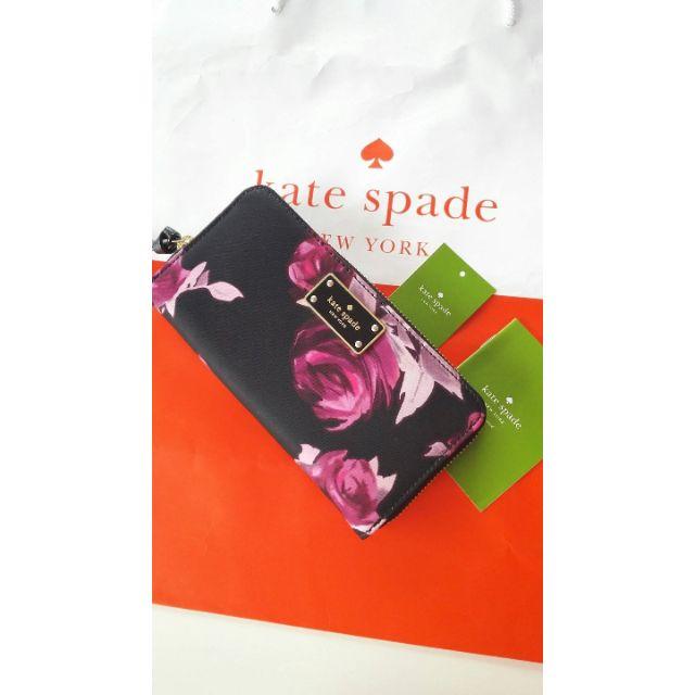 kate spade new york(ケイトスペードニューヨーク)の★★★交渉中★★★姫ケイトスペード長財布ピンクブラック薔薇ゴージャス花柄ナイロン レディースのファッション小物(財布)の商品写真