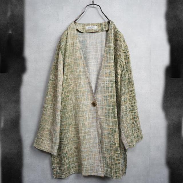 古着 90s 1B ノーカラーシャツジャケット 羽織 メンズのジャケット/アウター(ノーカラージャケット)の商品写真