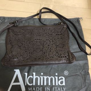 ジャーナルスタンダード(JOURNAL STANDARD)のAlchimia   一度のみ使用 レザー切り抜き刺繍 ショルダークラッチ(ショルダーバッグ)