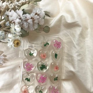 フラワー(flower)の新品❤︎ iPhone7/8plus ぷっくりハート ドライフラワー 押し花(iPhoneケース)