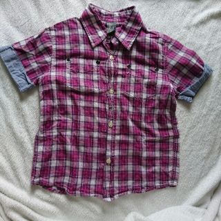 ザラキッズ(ZARA KIDS)のzara kids 半袖 チェックシャツ ブラウス パープル 104 110(ブラウス)