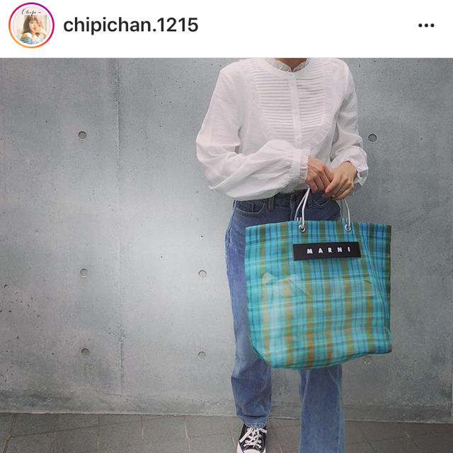 新品 ♡ マルニフラワーカフェ ストライプトートバッグ チェック