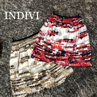 インディヴィ(INDIVI)の美品！INDIVI/インディヴィ❤️プリントスカート❤️(ひざ丈スカート)