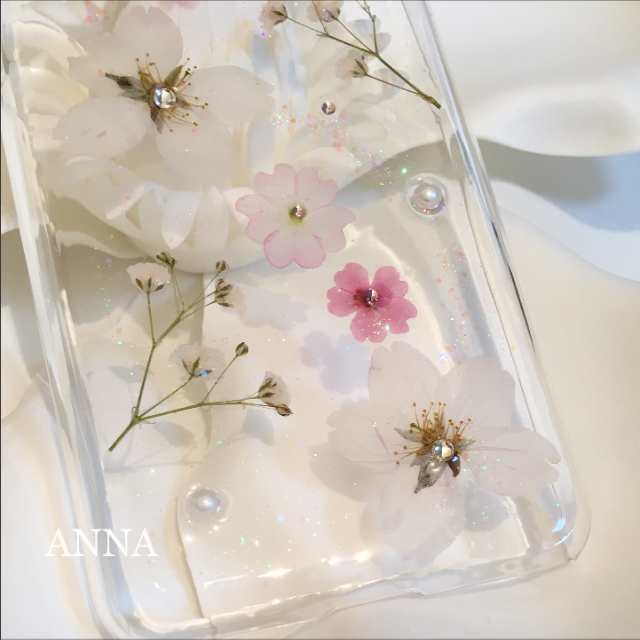 【ゆきにゃん様】桜の押し花 iPhoneケース Androidケース ハンドメイドのスマホケース/アクセサリー(スマホケース)の商品写真