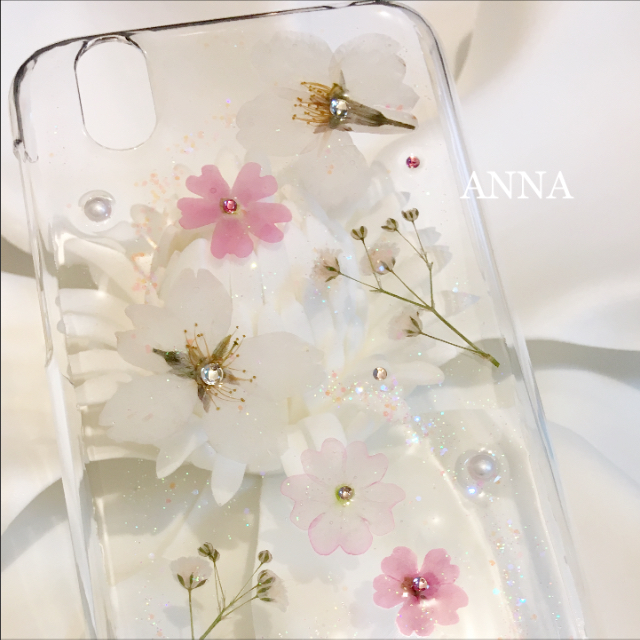 【ゆきにゃん様】桜の押し花 iPhoneケース Androidケース ハンドメイドのスマホケース/アクセサリー(スマホケース)の商品写真