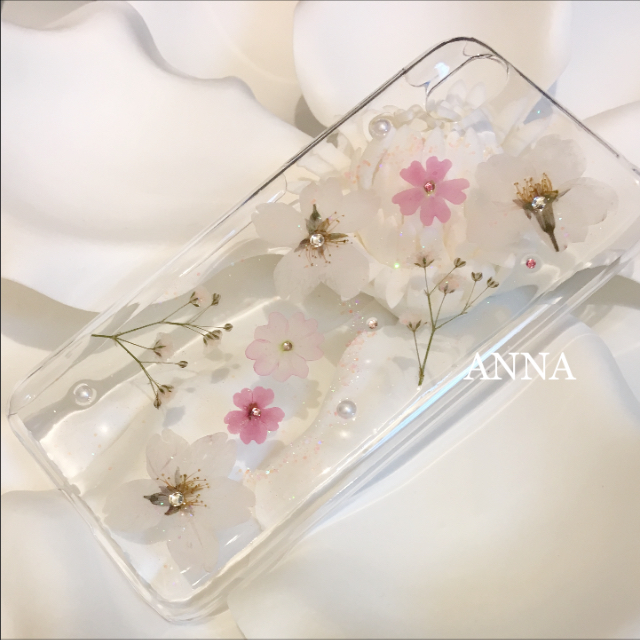 【ゆきにゃん様】桜の押し花 iPhoneケース Androidケース ハンドメイドのスマホケース/アクセサリー(スマホケース)の商品写真