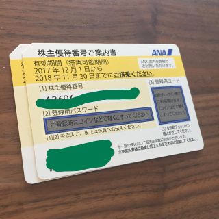 エーエヌエー(ゼンニッポンクウユ)(ANA(全日本空輸))の【takahiko様専用】ＡＮＡ全日空株主優待番号ご案内書2枚(その他)