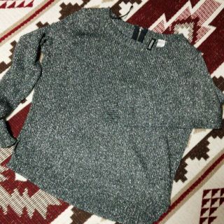 エイチアンドエム(H&M)のシルバー×黒knit(ニット/セーター)