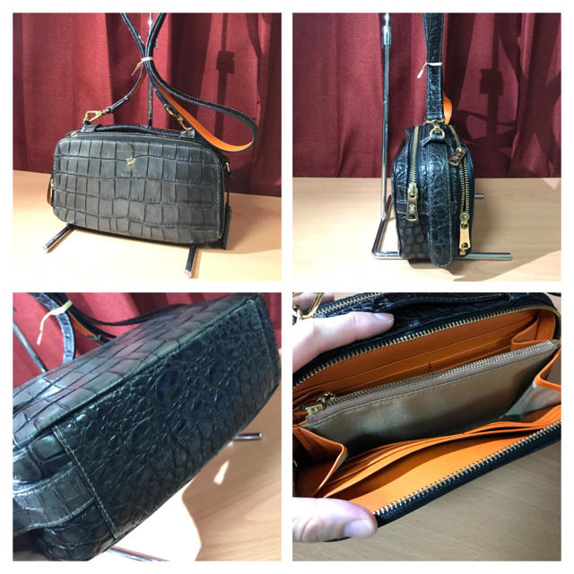 SALE】 A.D.M.J. - 定価11万 ウォレットバッグ レザー クロコ型押し SALE】 A.D.M.J. - 定価11万 ウォレットバッグ レザー クロコ型押し