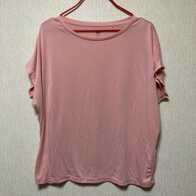 UNIQLO(ユニクロ)のUNIQLO ドレープクルーネック ピンク レディースのトップス(Tシャツ(半袖/袖なし))の商品写真