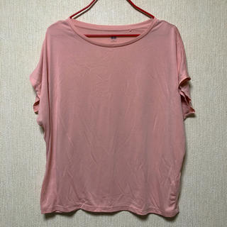ユニクロ(UNIQLO)のUNIQLO ドレープクルーネック ピンク(Tシャツ(半袖/袖なし))