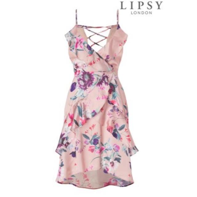 Lipsy(リプシー)のLipsy 花柄プリント クロスバック フリルワンピース レディースのワンピース(ひざ丈ワンピース)の商品写真