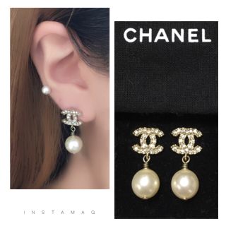 シャネル Chanel パール×ゴールドピアス