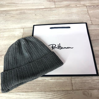 ロンハーマン(Ron Herman)のロンハーマン  グレー ニット帽 ビーニー   美品 定価1万(ニット帽/ビーニー)