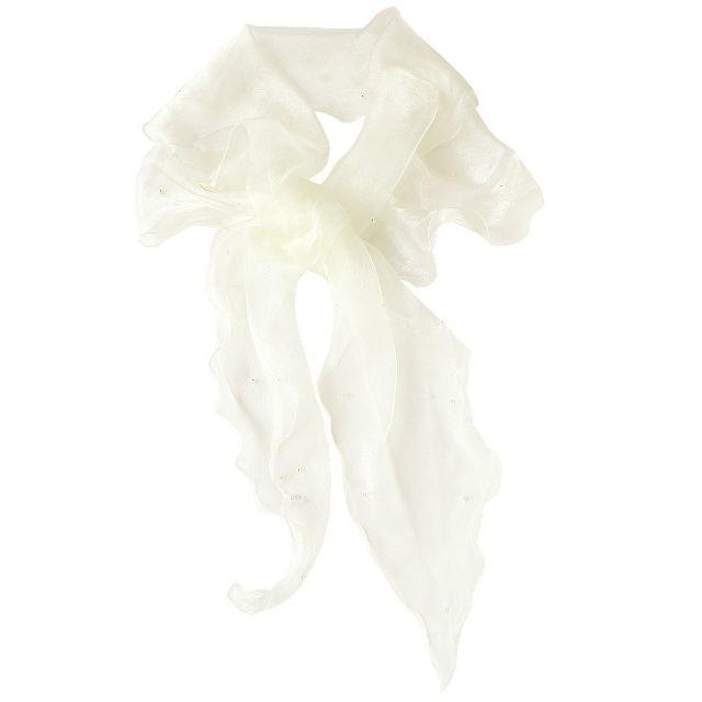 ☆★☆メチャ可愛いパール付きオーガンジーストール（ホワイト）☆★☆ レディースのファッション小物(ストール/パシュミナ)の商品写真