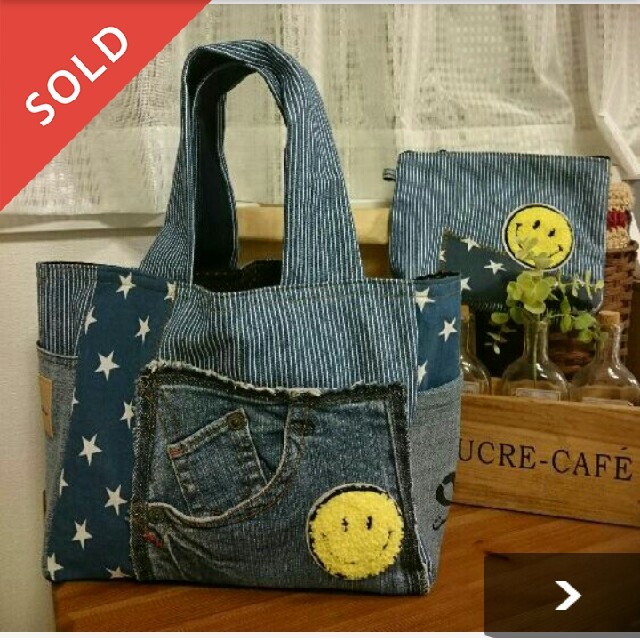 スヌーピー ハンドメイド デニムリメイク チューリップバッグ