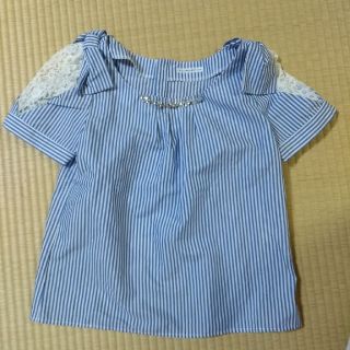 ウィルセレクション(WILLSELECTION)の肩リボンストライプトップス【美品】(カットソー(半袖/袖なし))