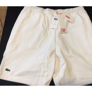 ラコステ(LACOSTE)の新品 LACOSTE×Supreme white shorts L おまけ付(ショートパンツ)