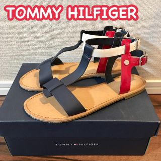 トミーヒルフィガー(TOMMY HILFIGER)の【新品 未使用】トミー トリコロール レザー サンダル 37♡(サンダル)