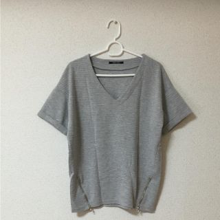 ワンウェイ(one*way)のVネック　グレー　ゆったりサイズ(Tシャツ(半袖/袖なし))