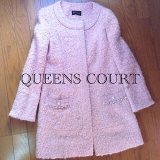 クイーンズコート(QUEENS COURT)のパールビジュー♡ツイードコート(ロングコート)