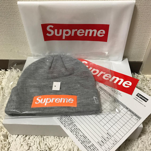 メンズsupreme new era box logo beanie grey