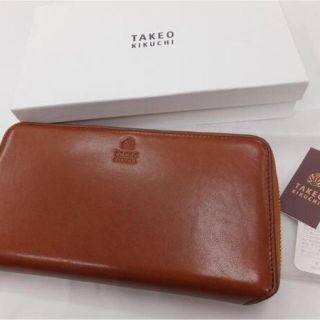 タケオキクチ(TAKEO KIKUCHI)の新品・未使用TAKEO KIKUCHI 大型ラウンドファスナー長財布キャメル(長財布)