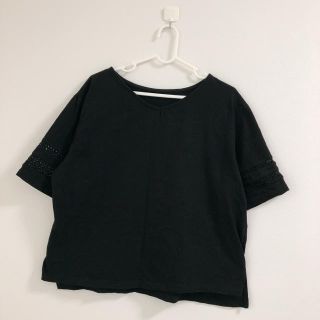 【大きいサイズ】3L❤︎黒トップス❤︎袖レースカットソー❤︎(カットソー(半袖/袖なし))