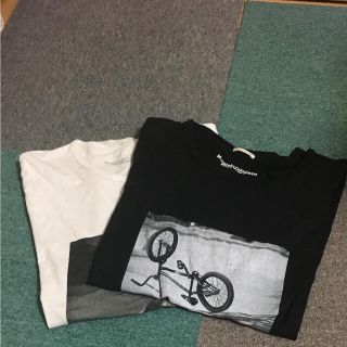 ジーユー(GU)のTシャツ 2枚セット XL、Lサイズ ブラック ホワイト(Tシャツ/カットソー(半袖/袖なし))