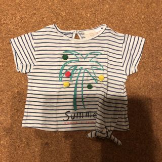 ザラキッズ(ZARA KIDS)の美品 ザラベビー ポンポン ボーダー 12-18m プチバトー プティマイン(シャツ/カットソー)