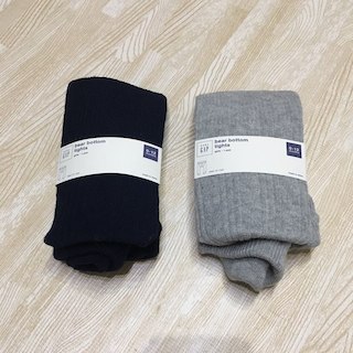 ベビーギャップ(babyGAP)のくまタイツ 0-12m リブありネイビーグレー(レッグウォーマー)