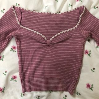 ロキエ(Lochie)のstripe pink knit🦓🌷(カットソー(長袖/七分))