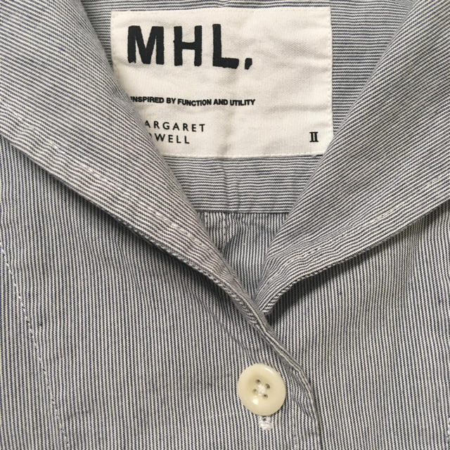 MARGARET HOWELL(マーガレットハウエル)のMhl セーラーカラーストライプシャツ サイズ2 レディースのトップス(シャツ/ブラウス(半袖/袖なし))の商品写真