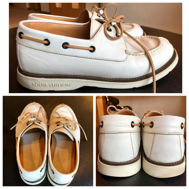 LOUIS VUITTON(ルイヴィトン)のLOUIS VUITTON カップ記念 メンズレザーデッキシューズ白 7 メンズの靴/シューズ(スニーカー)の商品写真