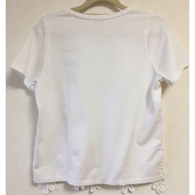 ZARA(ザラ)のZARA 裾レース 白Tシャツ レディースのトップス(Tシャツ(半袖/袖なし))の商品写真